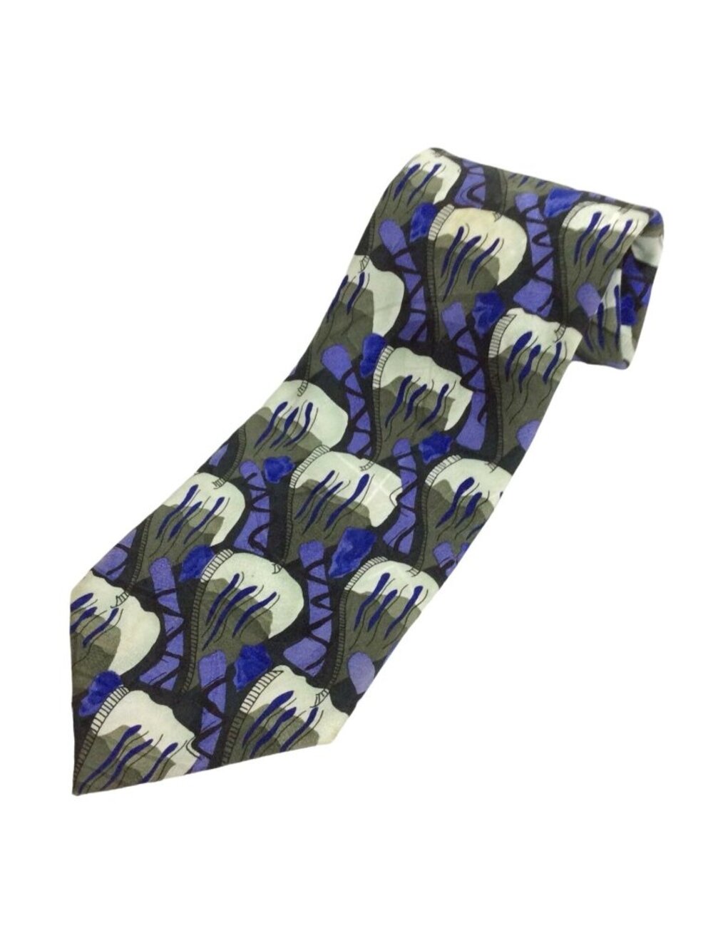 J Garcia Necktie Duck Worm Alarm Collection 14 Silk Purple Gray Abstract Jerry